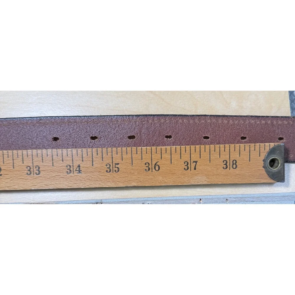 J.Crew Leather Belt Mens 34 Brown Anchor Buckle Nautical Made in USA 13088